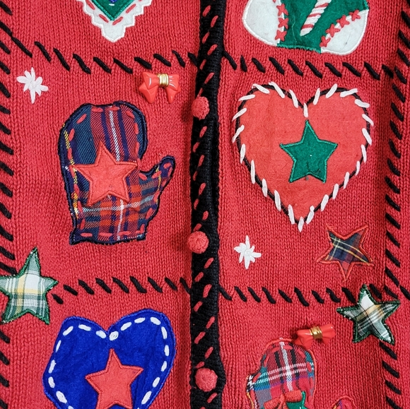 L| Red Xmas Cardigan - Picture 6 of 7